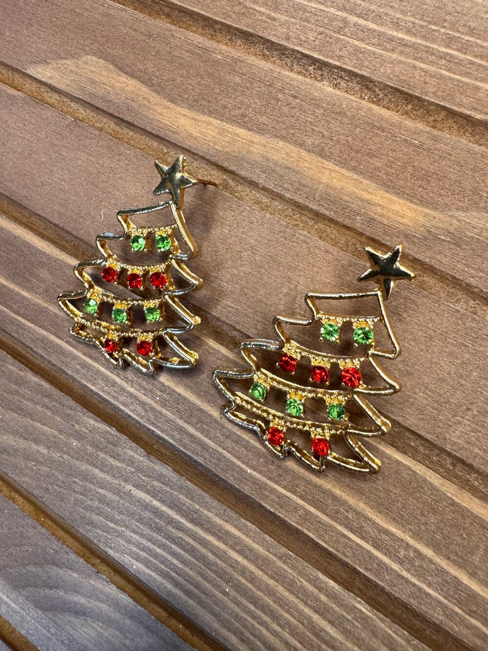 Green Red Christmas Tree Christmas Earrings Christmas Gift Festive Wear